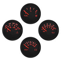 Juego Universal De 4 Medidores 52mm Temporizador De Agua Presión Del Aceite Nivel De Combustible Voltímetro Con Luz Trasera Roja Para Coche Barco Yate 12V - details 5