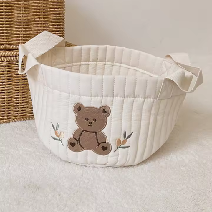 Bolsa De Diaper Para Bebé INS Con Bordado De Oso Hermoso Organizador De Almacenamiento Para Pañales Juguetes Mami Nueva - 1