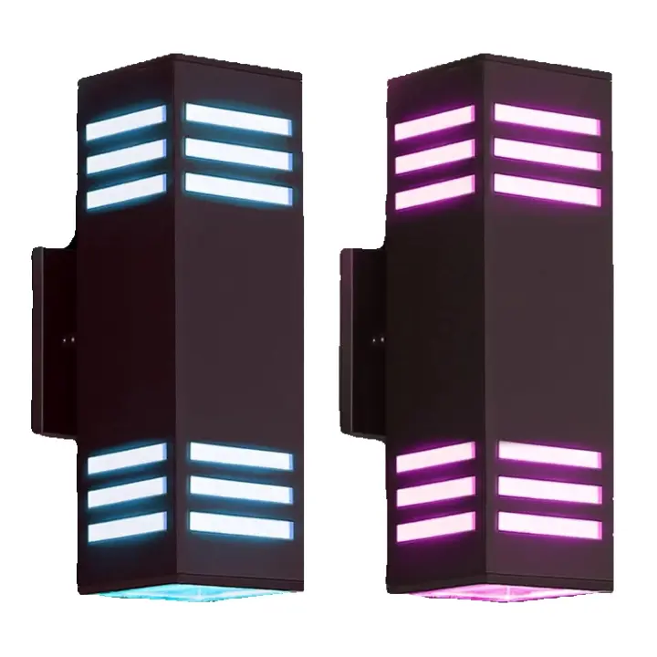 Lámpara de pared para exteriores, moderna, sencilla, arriba y abajo, emisora ​​de luz, lámpara de jardín, puerta de entrada, lámpara de pared impermeable, carcasa de plástico rectangular - 1