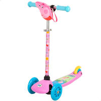 Peppa Pig - Patinete infantil licencia oficial, estructura metálica, plataforma antideslizante decoración Peppa y George Pig, dibujos animados, antipinchazos, fomento equilibrio, motricidad, actividades exterior niños, diversión activa, juegos para niños - details 0