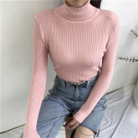 Suéter De Punto Grueso Para Mujer Otoño Invierno Manga Larga Cuello Alto Ajustado Suave Y Cálido Pullover De Algodón Y Acrílico Estilo Casual - details 31
