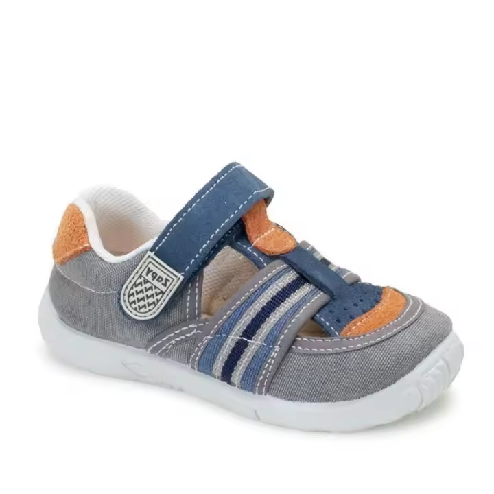 Sandalias Zapy gris grafito y azul jeans cangrejeras Zapy lonetas con plantilla de piel extraible muy comodas - 1
