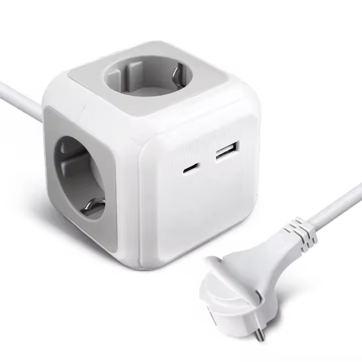 Toma de Corriente Cubo Multifuncional 6 en 1 - Con USB-A/USB-C y Protección de Seguridad - 1