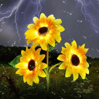 Lámparas Solares De Jardín Con 3 Cabezas Luz De Noche Exterior Impermeable LED Estilo Girasol Para Decoración De Hogar Y Paisaje - details 2