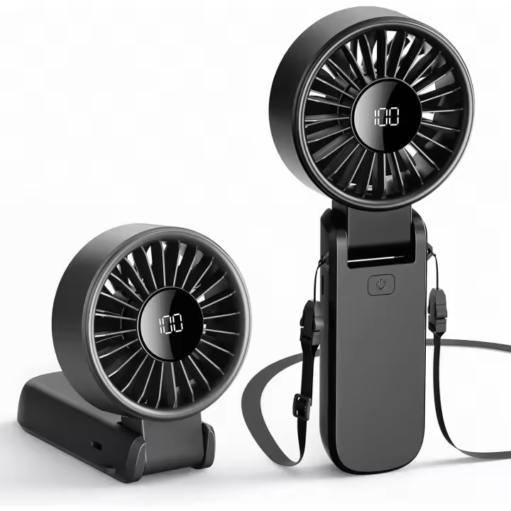 Mini ventilador portátil de mano - Ventilador de bolsillo - Mini ventilador - Diseño ajustable a 180° - Ventilador - Ventilador eléctrico pequeño - Batería recargable de 4000 mAh - Adecuado para viajes, oficina, exteriores, camping - 1