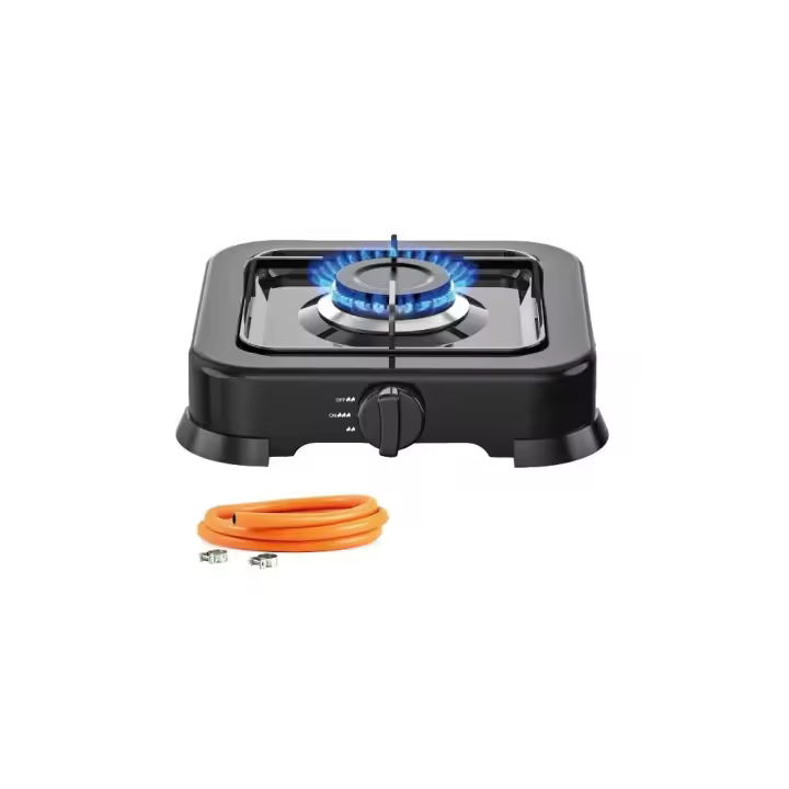 COSHANO Cocina de Gas hornillo 1 Fogon portatil + manguera estufa para camping, casa, terraza, jardin. - 1