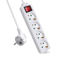 Regleta Alargador con 2 3 4 5 y 6 Enchufes e Interruptor, Cable 1.5M 3M Y 5M para el hogar, Oficina y Viajes, 16A, 250V, 3680W, Blanco - details 0