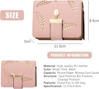 Monedero para mujer, monedero pequeño de cuero plegable para mujer con tarjetero para tarjeta de crédito, identificación y efectivo (rosa) - details 0