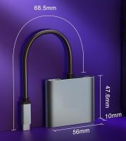 Adaptador USB C a Dual HDMI, USB C Hub 4 in 1 Adapter con 2 HDMI 4k + USB 3.0 + 100W PD, Soporte USB C to HDMI Splitter Extended Display Compatible con Teléfonos móviles, tabletas, computadoras y otros dispositivos con interfaces TIPO C - details 3