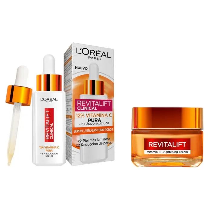 PACK L'Oréal Revitalift - Sérum Clinical 12% Pure Vitamin C - 30ml + Crema Alisadora de Poros Vitamina C 50ml - 1