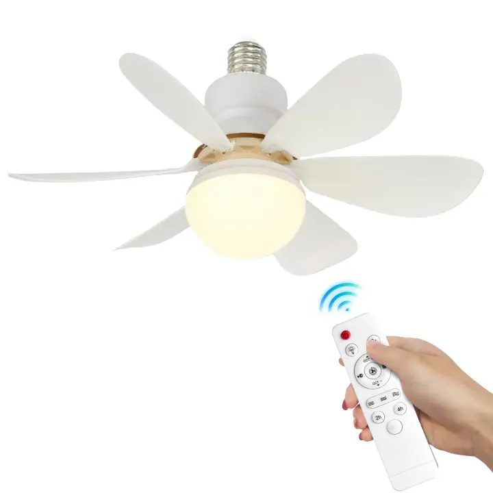 Lámpara de ventilador de techo E27 LED 40W, Enchufe Lámpara de ventilador de techo con control remoto para atenuación, adecuada para sala de estar, estudio, uso doméstico, 85-265V - 1
