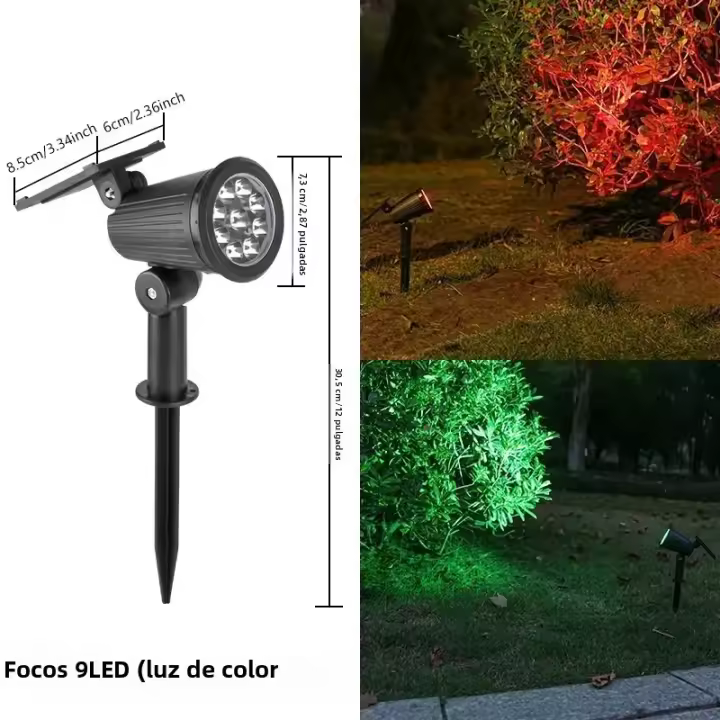Spotlight Solar Ajustable 9LED Exterior Impermeable Para Jardín Decoración De Paisaje Luz Solar Potenciada In-Ground 1-4 Pack - 1