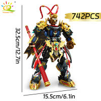 Bloques De Construcción HUIQIBAO Negro SunWuKong Guerriero Mecha Robot Figura De Acción MOC Juguetes De Construcción Para Niños Exhibición De Ciudad - details 12