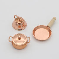 Miniatura De Sartén De Bronce Para Muñecas De 1:12 Con Kit De Cocina Incluido Para Decoración De Casas De Muñecas - details 3