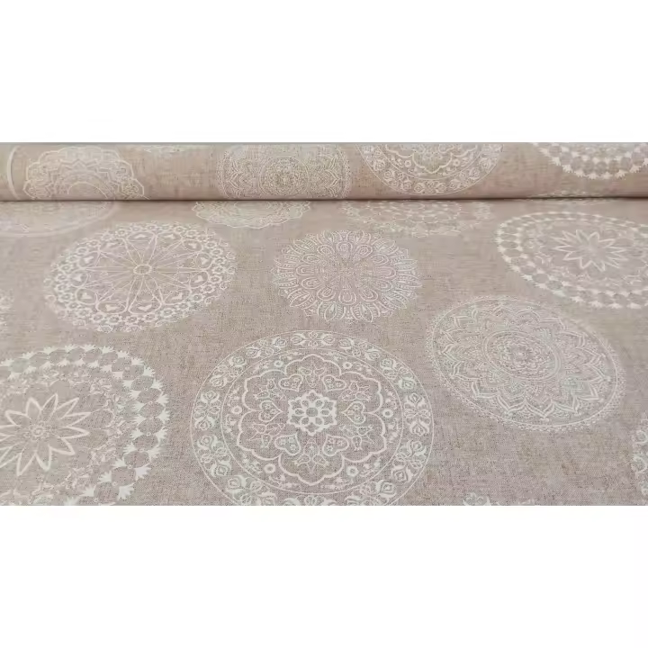 Texna Tela Loneta Estampada por metros Modelo Mandala Beige o Gris ancho 280 cmts - 1