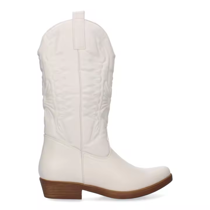 PuntoSalao Botas altas tacón bajo estilo camperas mujer cowboy color beige - 1