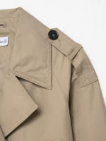Chaqueta De Trench Corta Para Mujer Estilo Vintage Cuello Enrollado Manga Larga Abotonada Doble Botones Outerwear Chic Tops - details 7