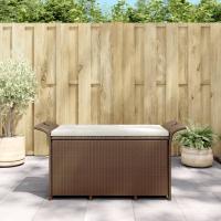 vidaXL Banco de jardín con cojín ratán sintético marrón 116x46x57 cm - details 0