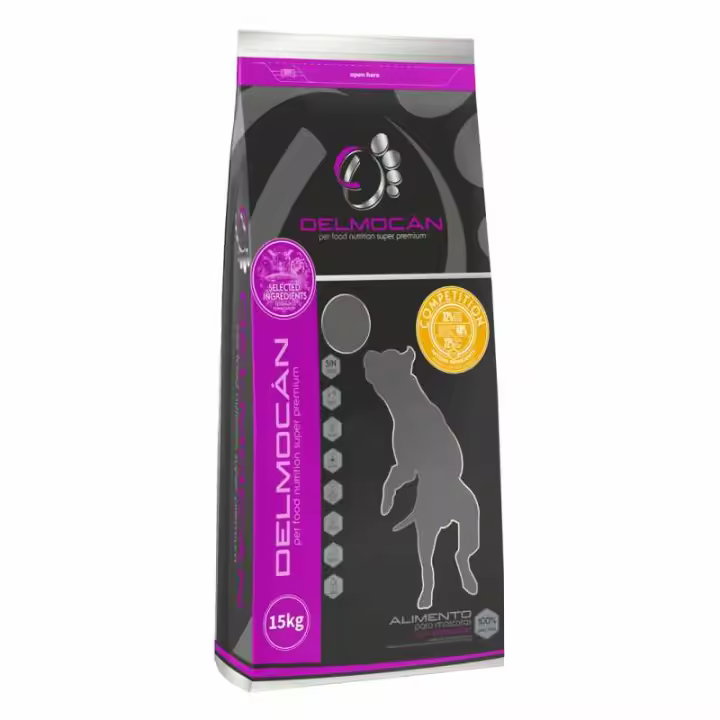 Pienso Natural para Perros DELMOCAN COMPETITION - Alimento Premium de Alta Energía con Pollo, Arroz y Pescado - Saco de 15 Kilos - 1