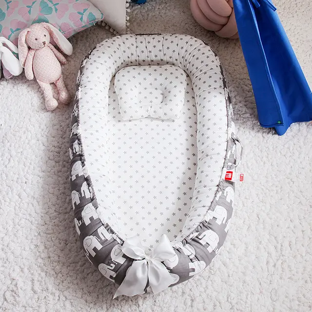 Cuna Portátil Para Bebe 85x50cm Con Amortiguador Y Almohada Algodón Cuna Para Recién Nacidos Cuna De Viajes Para Bebés Y Niños De 0 a 12 Meses - 1