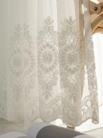 Cortina De Tela De Encaje Bordado De Flores Estilo Europeo Exquisito Para Dormitorio Y Sala De Estar 1 Pieza Translúcida - details 4