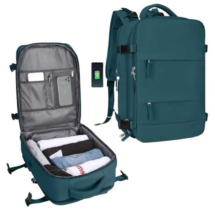 Mochila de Viaje para Cabina de Avión 45x36x20 para Vueling, EasyJet, Ryanair  Equipaje de Mano Impermeable y Espaciosa con Compartimento para Zapatos y Puerto USB  Mochila Antirrobo Multifuncional para Viajes y Escapadas ( 2210-002 2350 D1) - 1