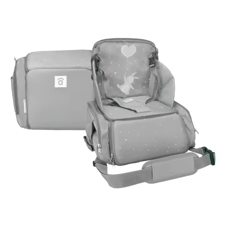 Asalvo Trona de Viaje Sushi Rosa – Trona Portátil 2 en 1 con Función Bolso Isotérmico, Arnés de Seguridad, Bolsillos Integrados y Compatible con la Mayoría de Sillas Estándar - 1