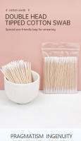 300/500pcs Algodón Swabs Doble Cabeza Con Palitos De Madera Médicos Para Nariz Y Oídos Limpiador Microbush Herramienta De Belleza Para Maquillaje - details 0