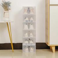 Caja De Almacenamiento Para Zapatos De Plástico Organizador Stackable Translúcido Para Calzado Ecológico Y Plegable - details 9