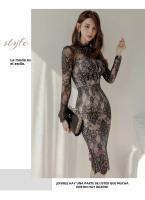 Vestido Elegante De Encaje Hembra Primavera Verano Cruzado Translúcido Lace Midi Bodycon Vestido De Fiesta Coreano Hua Han Queen - details 15