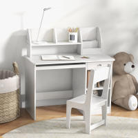 ZONEKIZ Juego de Escritorio y Silla para Niños de +5 Años Pupitre Infantil con 2 Cajones y Compartimento para Dormitorio Sala Estudio Blanco - details 1