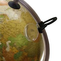Globo Terráqueo Nova Rico "MARCO POLO" en tonos sepia estilo antiguo 26 cm de diámetro con lupa - Luz led interior 18W - con cartografía física y política, la física es visible cuando está apagada al encenderse aparece la política - base de pástico - details 3