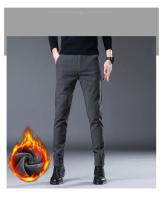 Pantalones Casuales Para Hombre Invierno Terciopelo Grueso Cálido Ajustados Estilo Recto Elásticos Pantalones Largos Para Jóvenes - details 7