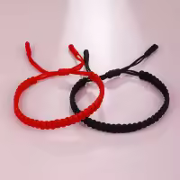 Pulsera De Hilo Tejido a Mano En Rojo Y Negro Amuleto Budista Para Mujeres Y Niñas Joyería De La Suerte Pulsera De Cordón Tíbetana Clásica - details 5