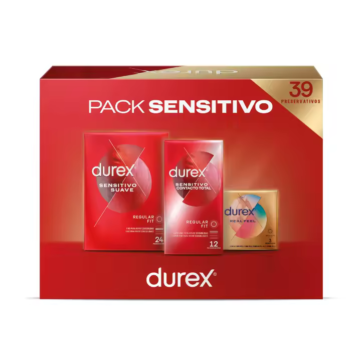 Durex - Pack Preservativos Sensitivo Suave + Sensitivo Contacto Total + Fell Sin Latex, 39 Condones para Sexo Seguro, Lubricados - 1