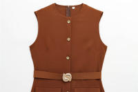Vestido Largo Negro Para Mujer Estilo Casual Elegante Con Botones Y Manga Corta Para Primavera Verano 2025 Vestidos De Polyester A-Line - details 24