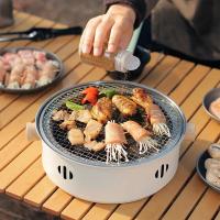 Estufa De Barbacoa Redonda Portátil De 28cm Con Asador De Malla De Acero Inoxidable Y Olla Antidesbordamiento Para Camping Y Uso Doméstico - details 5