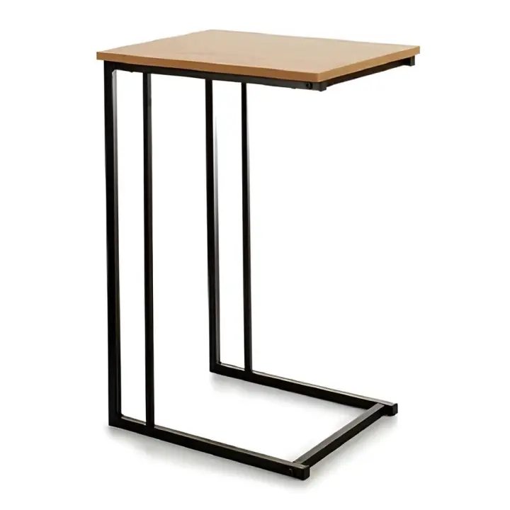 Mesa ordenador portátil para sofá, estructura metálica, color negro y roble - 1