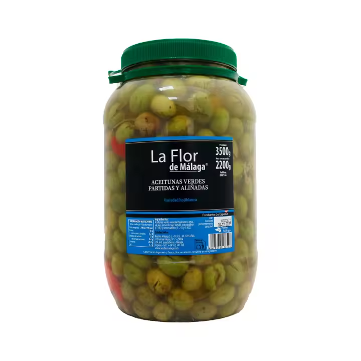 Aceitunas Extra partidas LA FLOR DE MÁLAGA  3 KG (2.2 KG ESC)  LA FLOR DE MALAGA  Aperitivos - 1