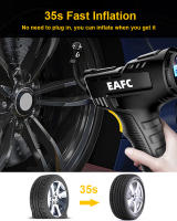 Bomba de aire con cable/inalámbrica para coche, compresor de aire portátil recargable, Digital, equipo de inflado de neumáticos automático, 120W - details 10