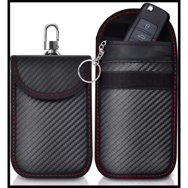2-Pack Anti RFID Car Key Case Bloqueo de señal Faraday Bolsa Ba - 1