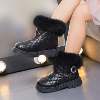 Botas De Invierno Para Niñas De Moda Con Pelo De Pluma Grueso Y Cálido Color Sólido Botas Cortas Para Niñas Estilo Británico Con Cierre SLIP-ON Talla Verdadera - details 20