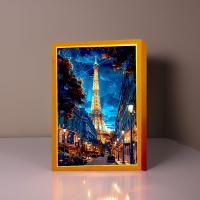 Lámpara De Noche LED En Forma De Luna De París Para Decoración Del Hogar Y Regalos De Navidad Marco De Fotos Con Iluminación De Dibujo De Ciudad Luz Para Mesa Lateral - details 11