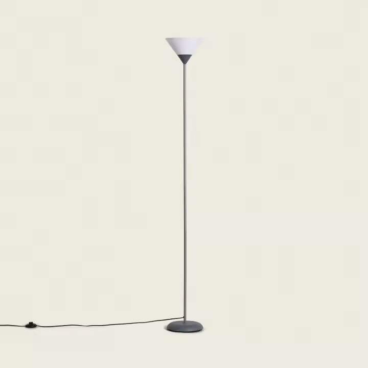 LEDKIA LIGHTING - Lámpara de Pie Metal Ander | Diseño Elegante y Clásico | Soporte para Bombilla LED E27 | Ideal para Salón, Dormitorio, Oficina | Altura 178 cm, Gris, Metal - 1