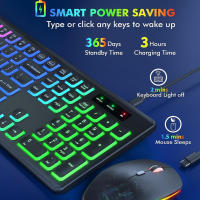 Teclado Y Ratón Inalámbricos RGB Retroiluminados Recargables Tamaño Completo Ergonómico Con Modo Sueño 2.4GHz Para Desktop Laptop Tablet - details 4