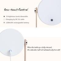 Luz de escritorio con Mango de Madera de 3 grados de Brillo, Luz Nocturna, lámpara de noche para dormitorio, plegable de Noche Lámpara, lámpara de Interior LED portátil por, control USB tárril, camping (Blanco) - details 1