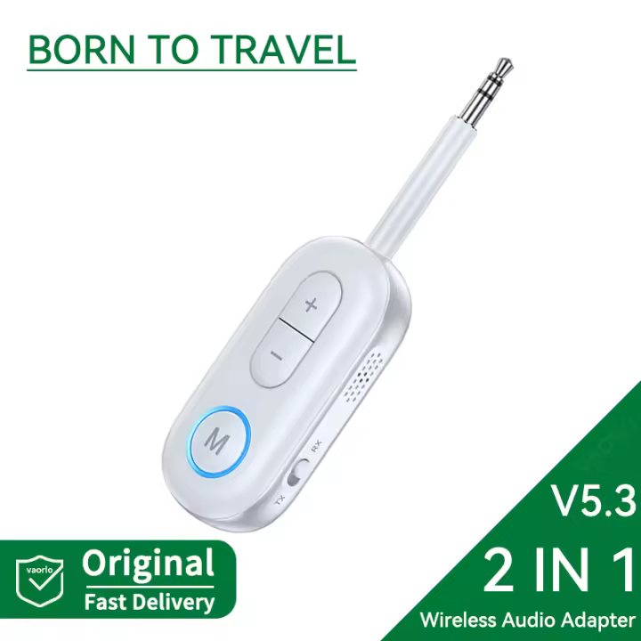 2 in 1Bluetooth 5.3 Audio Adapter Receiver Transmitter 3.5mm AUX  For TV PC Car Audio Speakers Support Wireless Listening To Music Hands-Free Calls Navigation - 1