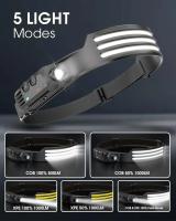 Linterna Frontal LED COB Con Inducción Y Batería Integrada Recargable Por USB Para Camping Pesca Ciclismo Actividades Al Aire Libre - details 2