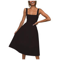 Vestido Midi Vintage Para Mujer Sin Mangas Floral Sólido A-Line Swing Casual De Verano Con Aros Vestido Midi De Flores Sólidas Para Mujer - details 2