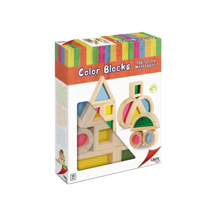 Cayro - Bloques de Madera de Colores - Juego Bloques Construcción Niños - Para Bebés a Partir de 18 Meses - Juego Educativo - Inspirado en el Método Montessori - 1